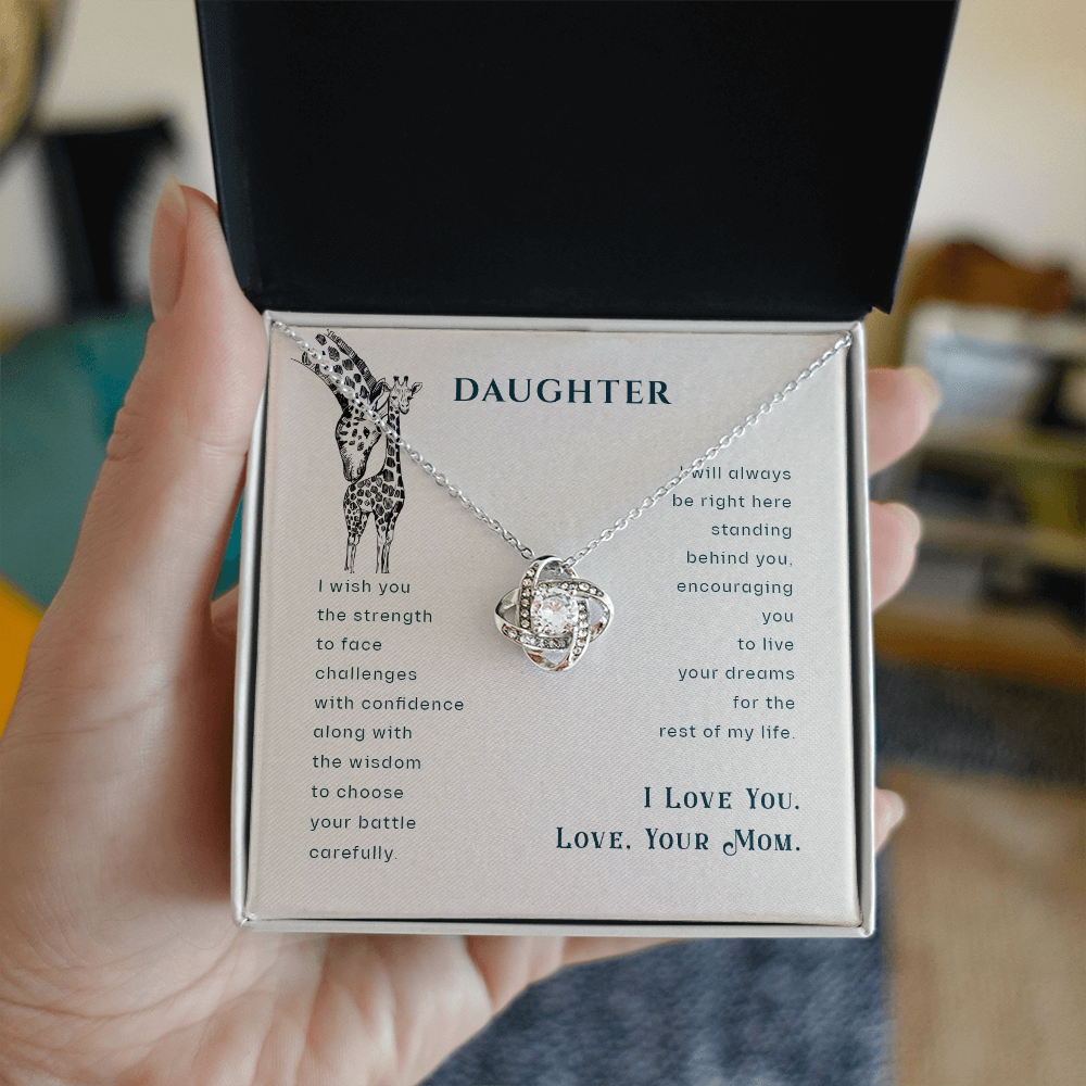 Christian Gifts 305-Daughter Wish Love Knot Necklace Gift from Mom with Inspirational Message Card