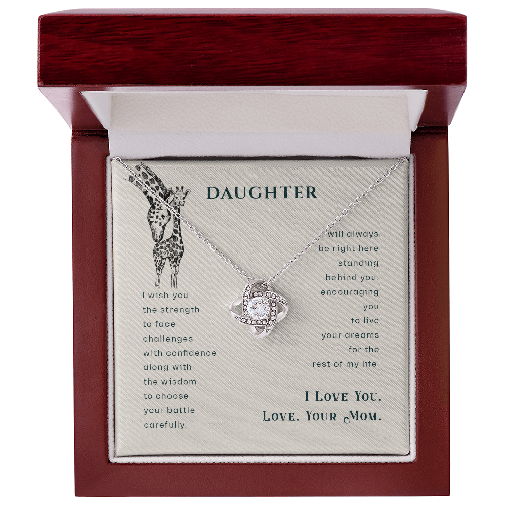 Christian Gifts 305-Daughter Wish Love Knot Necklace Gift from Mom with Inspirational Message Card