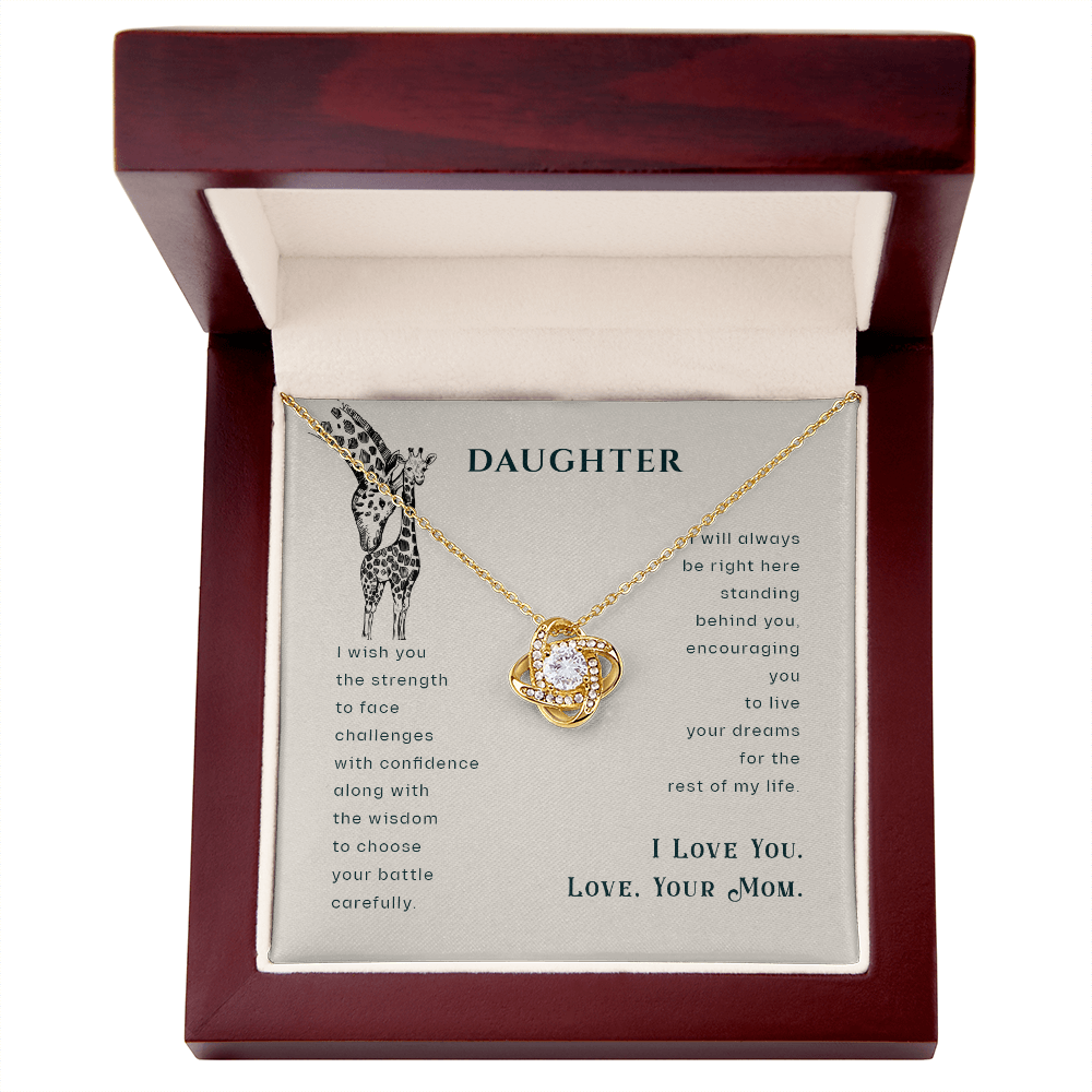 Christian Gifts 305-Daughter Wish Love Knot Necklace Gift from Mom with Inspirational Message Card