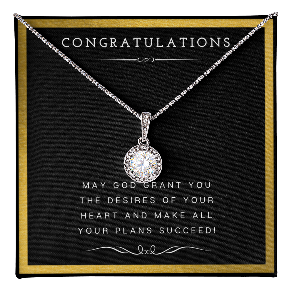 Best Gifts 305-Eternal Hope Necklace with Cushion Cut CZ Crystal Pendant and Religious Quote