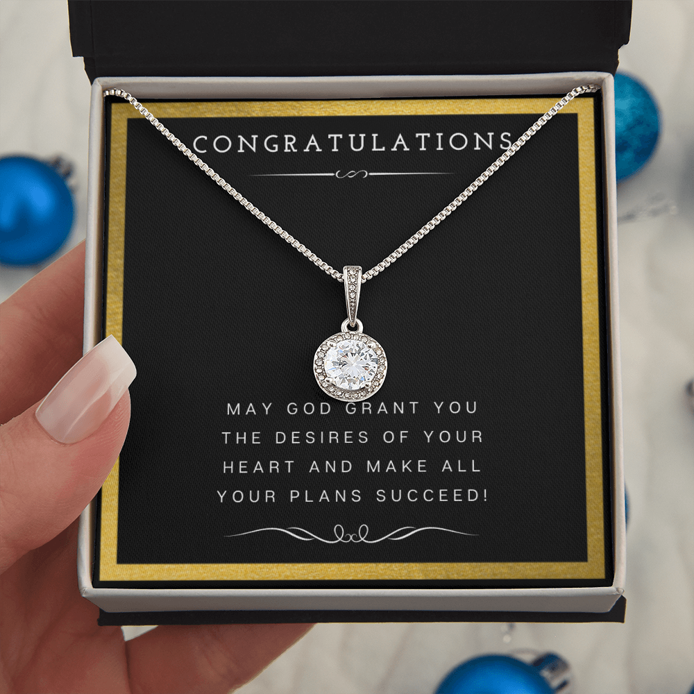 Best Gifts 305-Eternal Hope Necklace with Cushion Cut CZ Crystal Pendant and Religious Quote