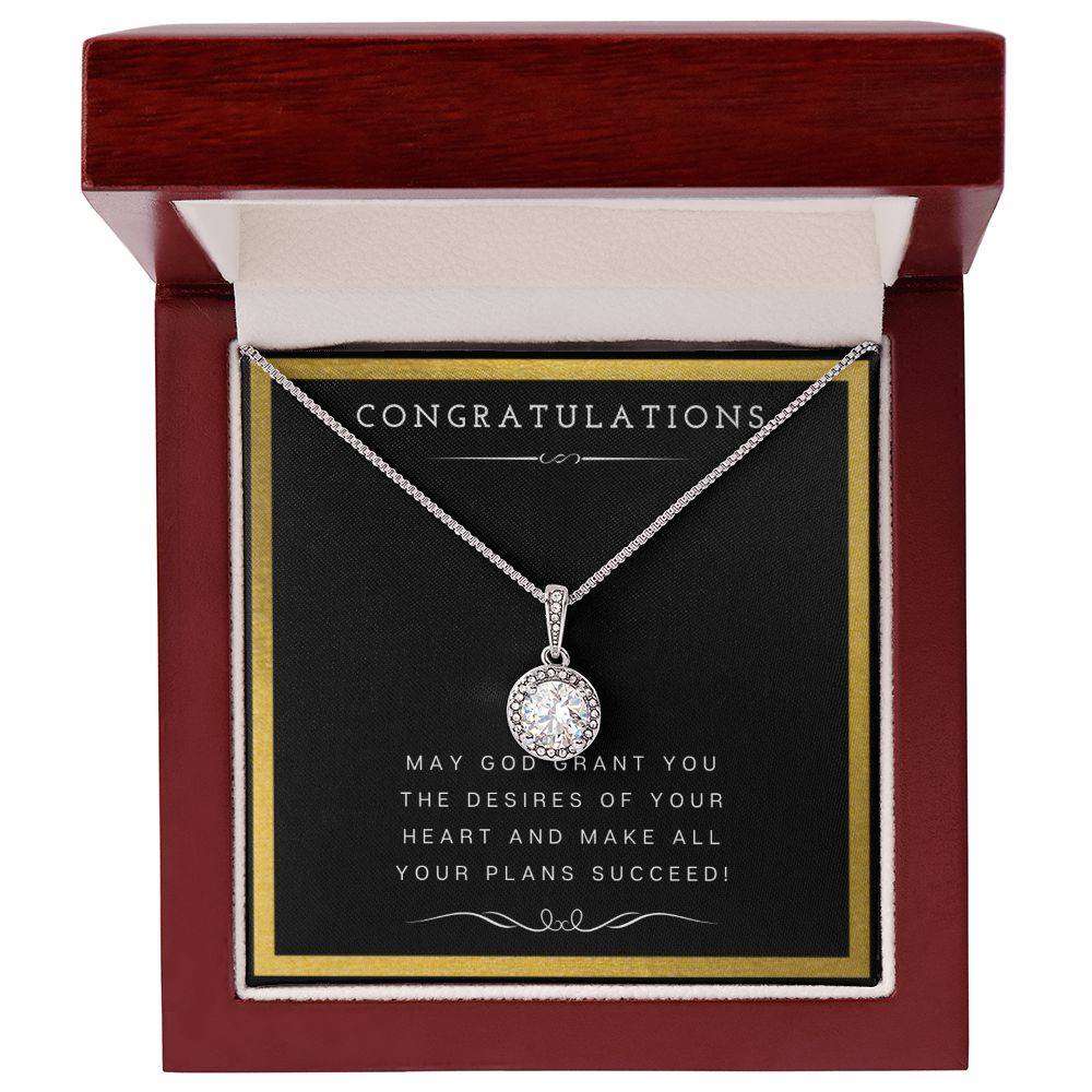 Best Gifts 305-Eternal Hope Necklace with Cushion Cut CZ Crystal Pendant and Religious Quote