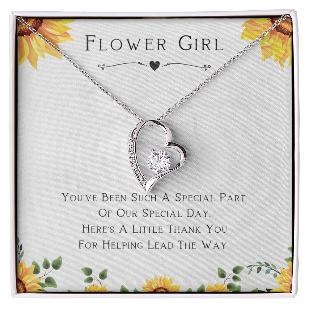 Best Gifts 305-Flower Girl Forever Love Necklace Heart Pendant with CZ Crystal Thank You Gift