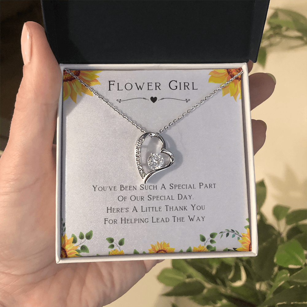 Best Gifts 305-Flower Girl Forever Love Necklace Heart Pendant with CZ Crystal Thank You Gift