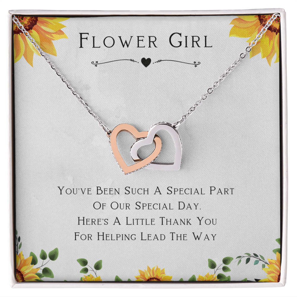 Best Gifts 305-Flower Girl Necklace Double Heart Pendant Thank You Gift for Flower Girl
