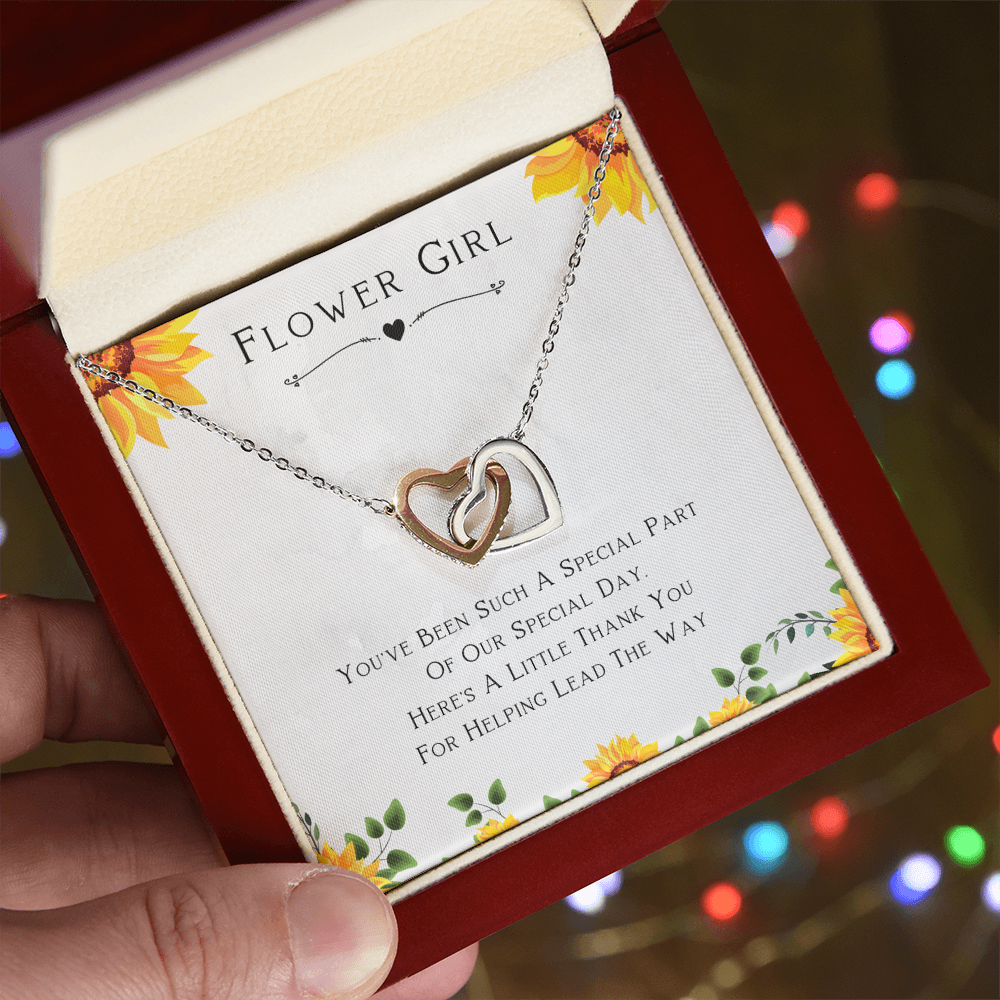 Best Gifts 305-Flower Girl Necklace Double Heart Pendant Thank You Gift for Flower Girl