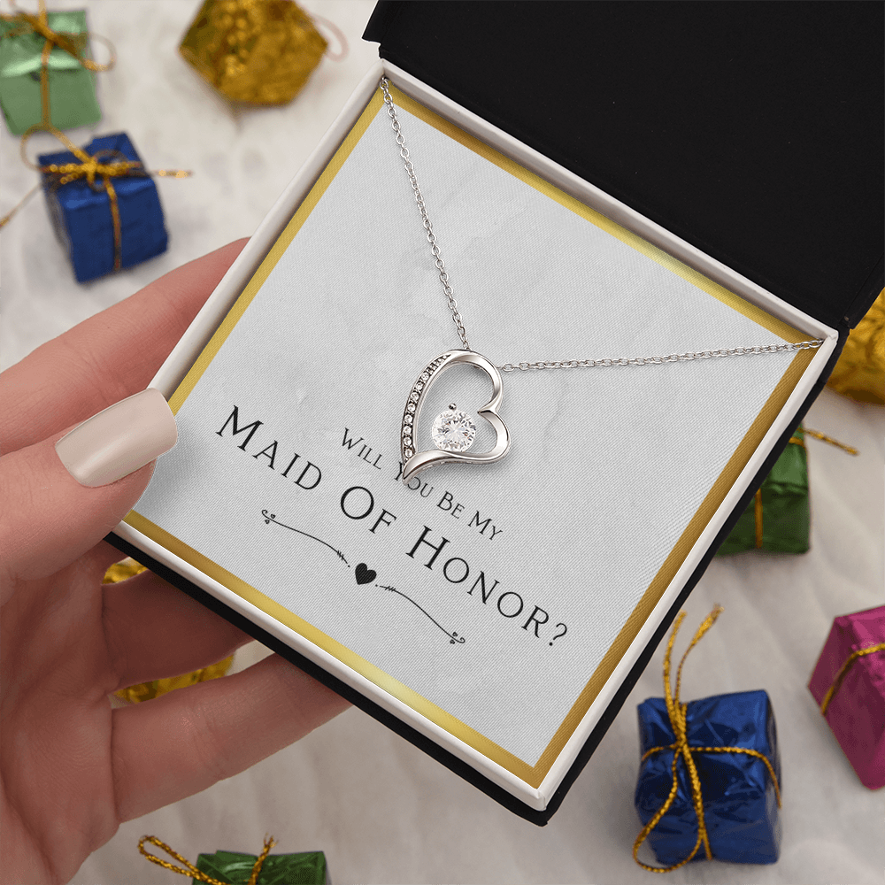 Best Gifts 305-Forever Love Necklace for Maid of Honor with CZ Heart Pendant