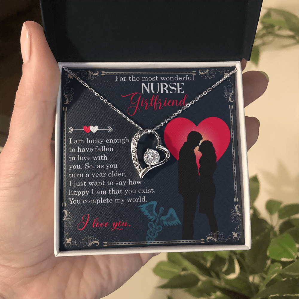 Best Gifts 305-Forever Love Necklace for Nurse Girlfriend – 14k White Gold CZ Pendant