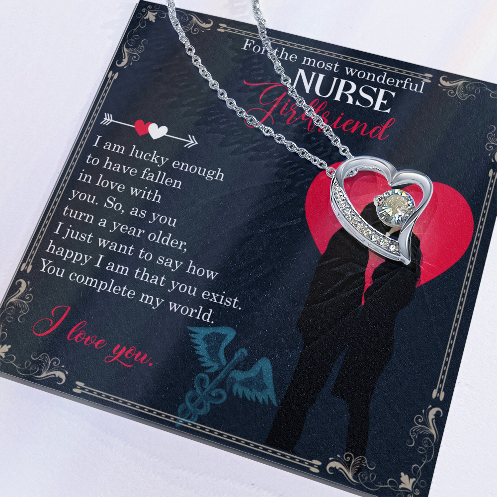 Best Gifts 305-Forever Love Necklace for Nurse Girlfriend – 14k White Gold CZ Pendant