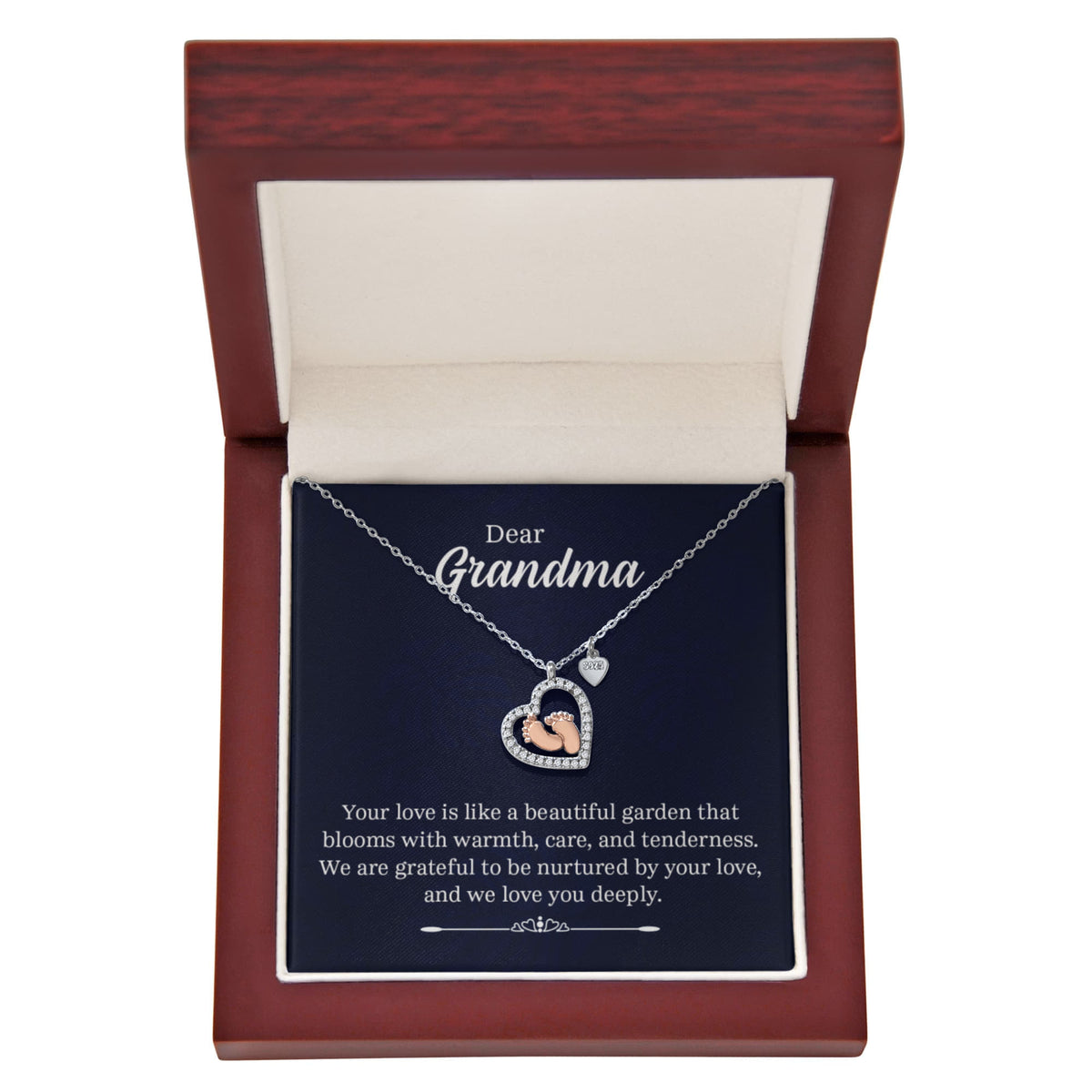 Christian Gifts 305-Grandma Baby Feet Heart Necklace Gift for Grandmother