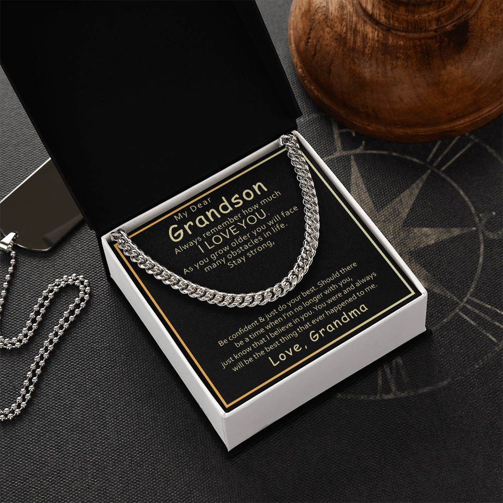 Best Gifts 305-Grandson Cuban Link Chain Gift from Grandma Message Card