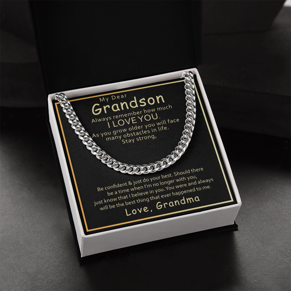 Best Gifts 305-Grandson Cuban Link Chain Gift from Grandma Message Card