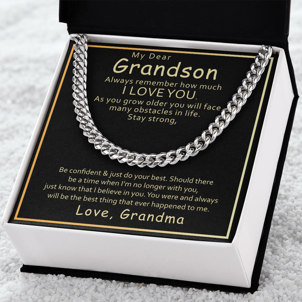 Best Gifts 305-Grandson Cuban Link Chain Gift from Grandma Message Card