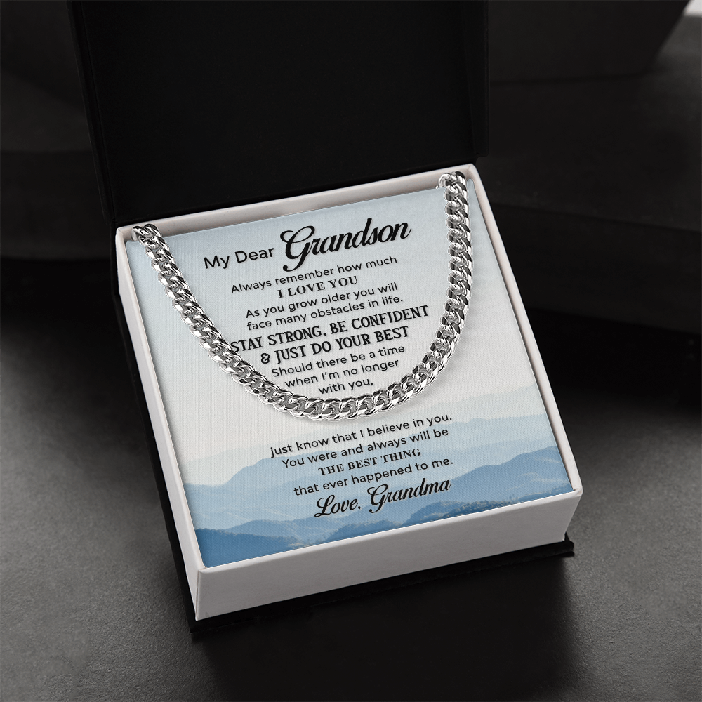 Best Gifts 305-Grandson Cuban Link Chain Gift from Grandma with Message Card