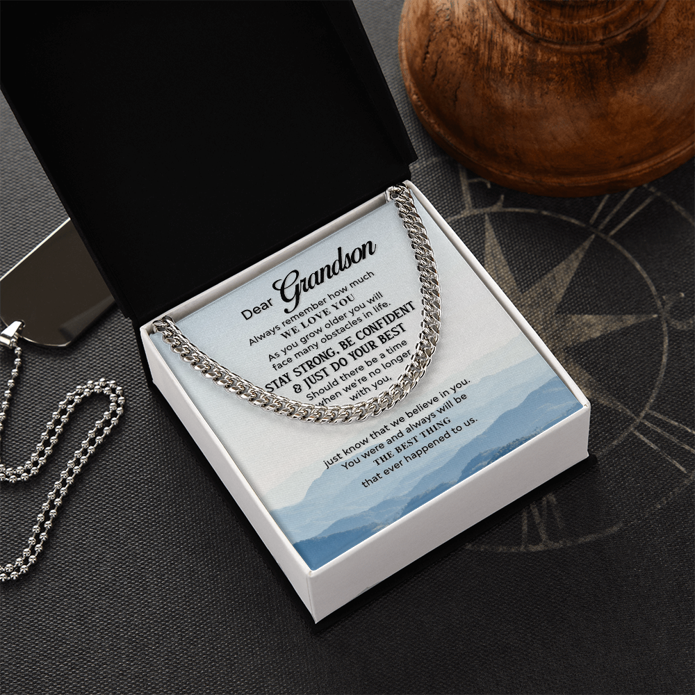 Best Gifts 305-Grandson Cuban Link Chain Gift with Full Quote