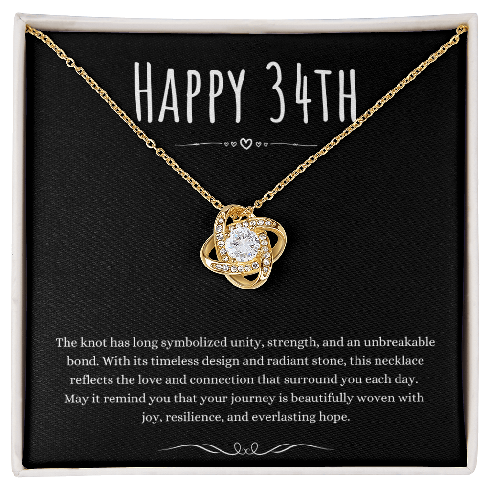 Best Gifts 305-Happy 34th Love Knot Necklace Birthday Gift for Her from Husband or Family