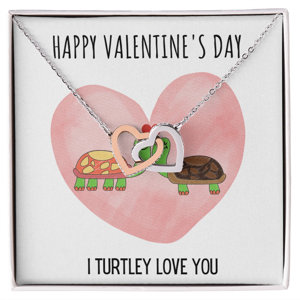 Best Gifts 305-Happy Valentine's Day I Turtley Love You Necklace Interlocking Hearts CZ Pendant