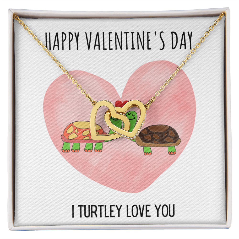 Best Gifts 305-Happy Valentine's Day I Turtley Love You Necklace Interlocking Hearts CZ Pendant