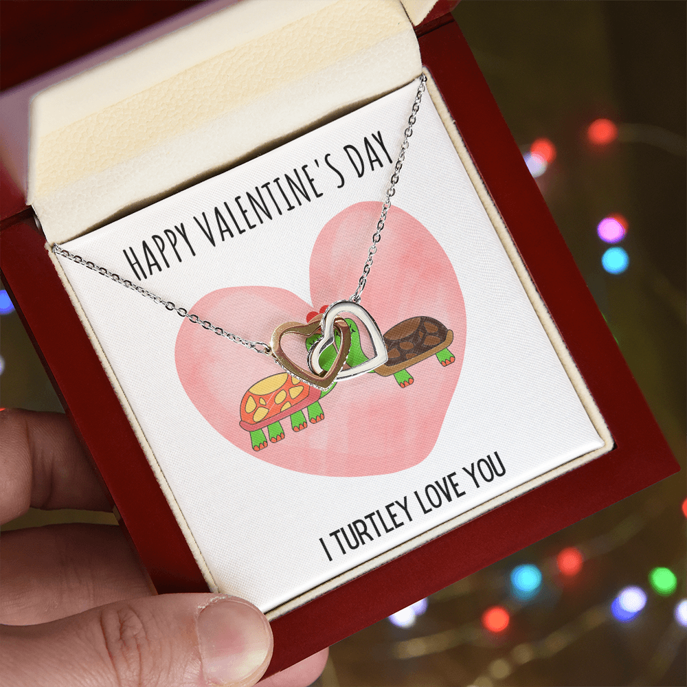 Best Gifts 305-Happy Valentine's Day I Turtley Love You Necklace Interlocking Hearts CZ Pendant