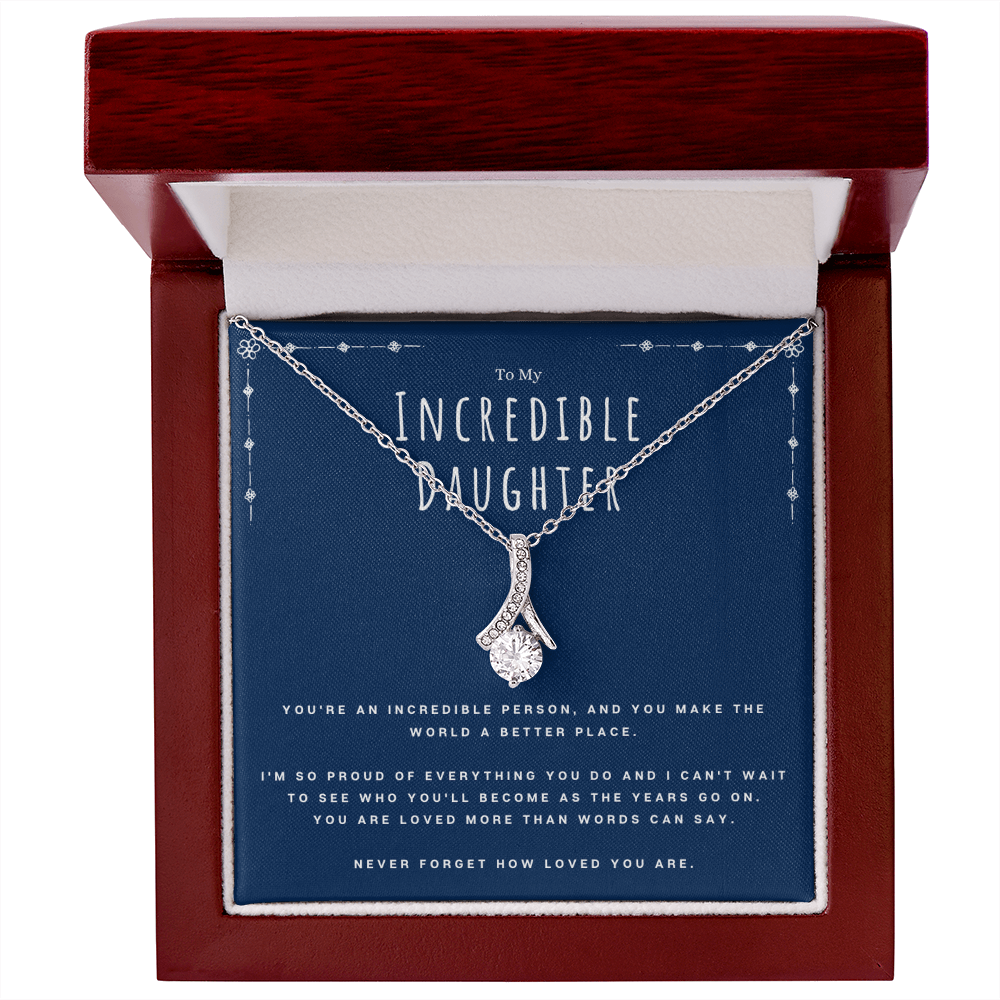 Best Gifts 305-Incredible Daughter Alluring Beauty Necklace with Message Card from Mom or Dad