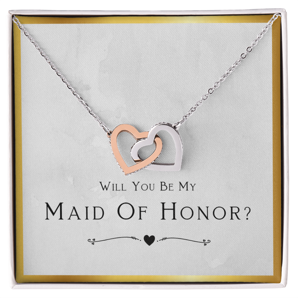 Best Gifts 305-Interlocking Hearts Necklace for Maid of Honor with CZ Crystals