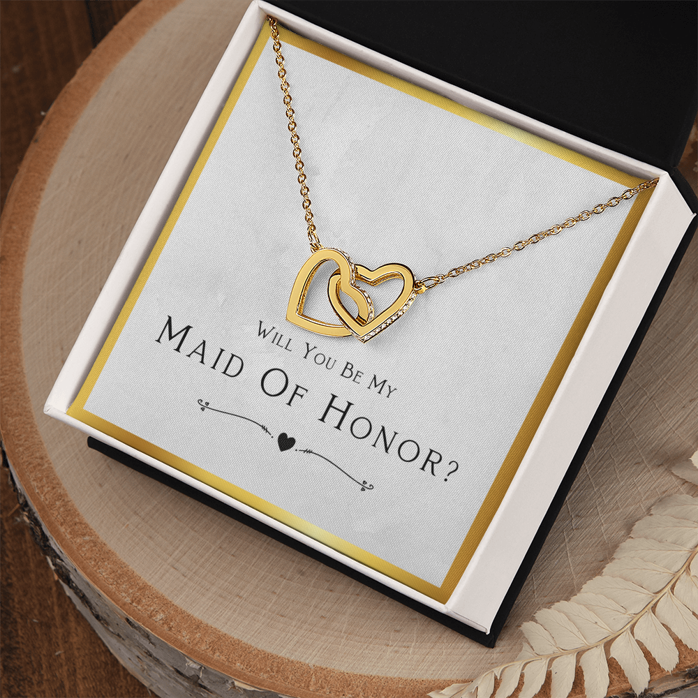 Best Gifts 305-Interlocking Hearts Necklace for Maid of Honor with CZ Crystals