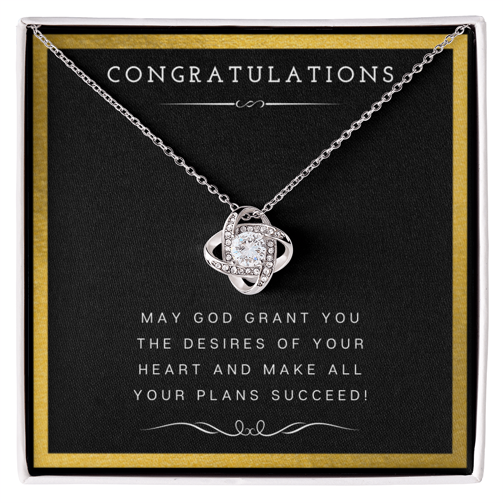Best Gifts 305-Love Knot Necklace with Religious Blessing Card for Her
