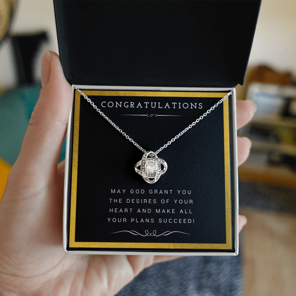 Best Gifts 305-Love Knot Necklace with Religious Blessing Card for Her