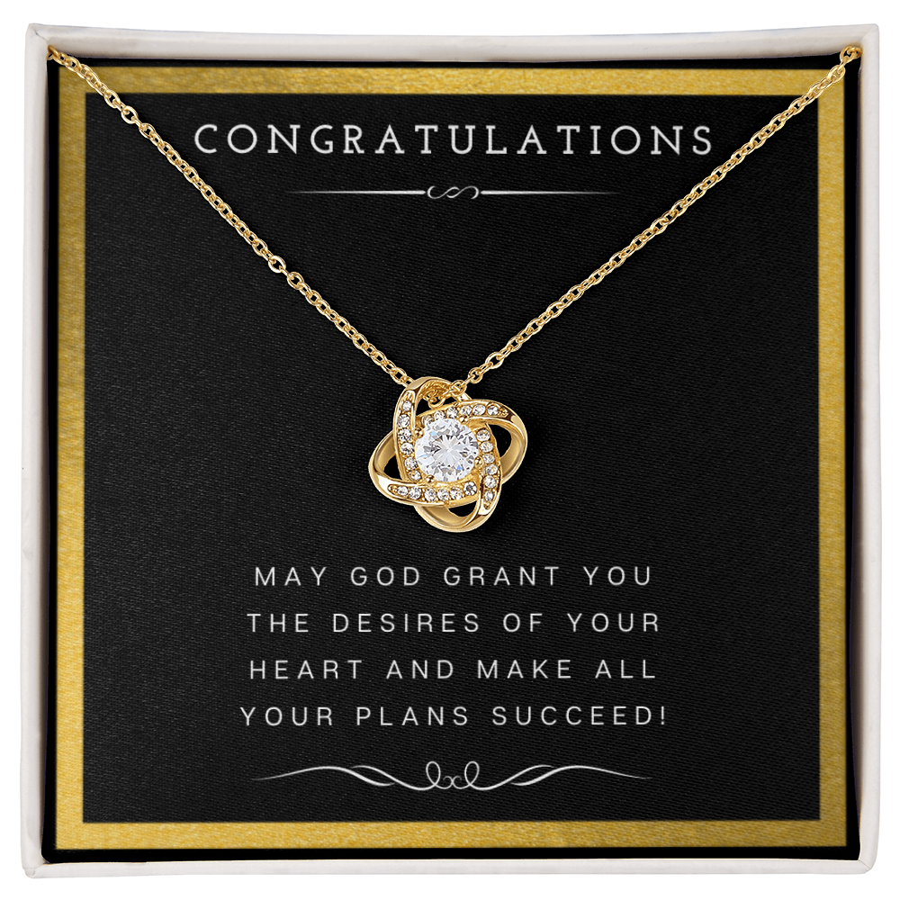 Best Gifts 305-Love Knot Necklace with Religious Blessing Card for Her