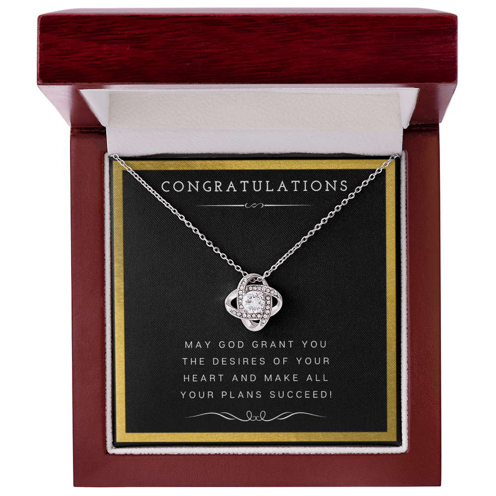 Best Gifts 305-Love Knot Necklace with Religious Blessing Card for Her
