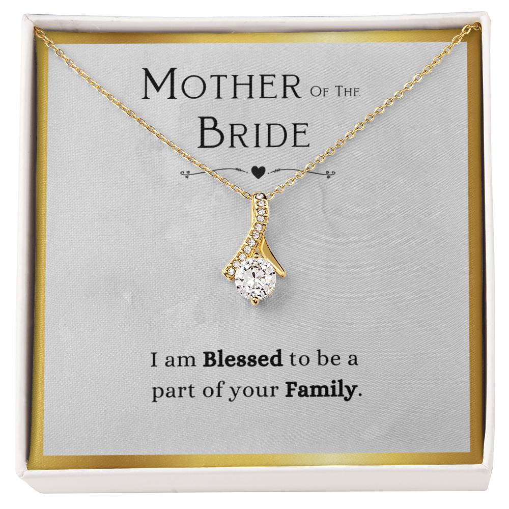 Best Gifts 305-Mother of the Bride Necklace, Stunning Gold & Cubic Zirconia Pendant for Bride's Family