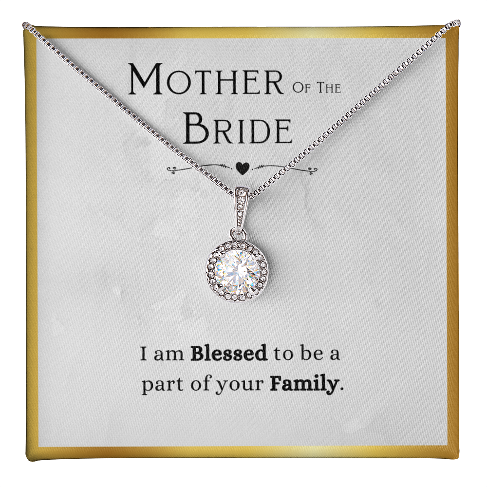 Best Gifts 305-Mother of the Bride Necklace from Groom, 14k White Gold & CZ Pendant