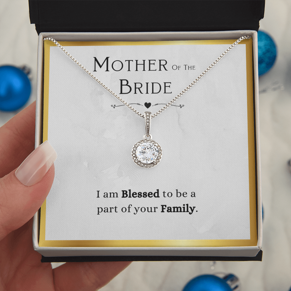Best Gifts 305-Mother of the Bride Necklace from Groom, 14k White Gold & CZ Pendant