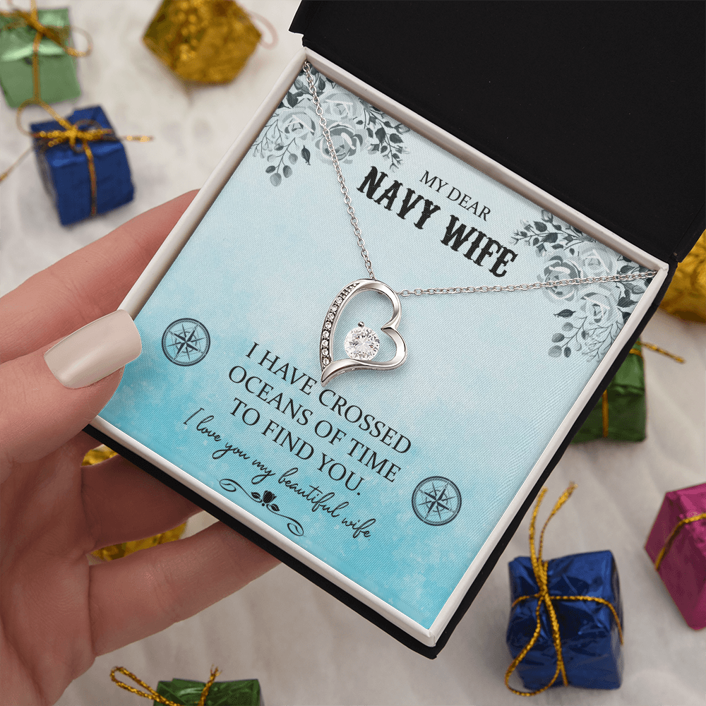 Best Gifts 305-My Dear Navy Wife Forever Love Necklace – 6.5mm CZ Pendant
