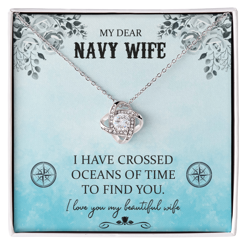 Best Gifts 305-My Dear Navy Wife Love Knot Necklace – 6mm CZ Pendant