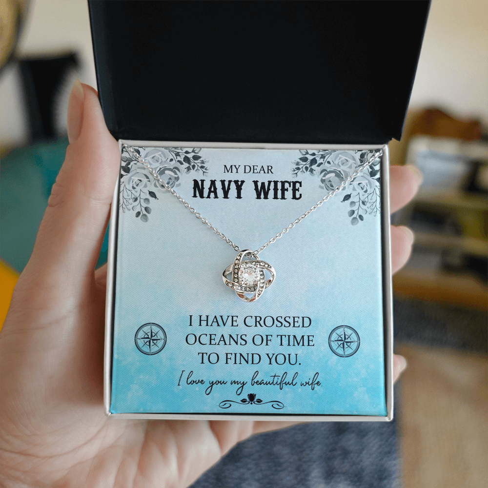 Best Gifts 305-My Dear Navy Wife Love Knot Necklace – 6mm CZ Pendant