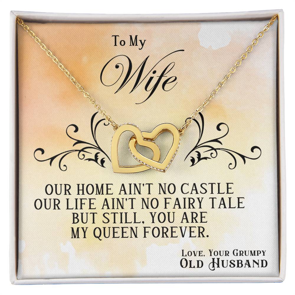 Christian Gifts 305-My Queen To My Wife Interlocking Hearts Necklace 
