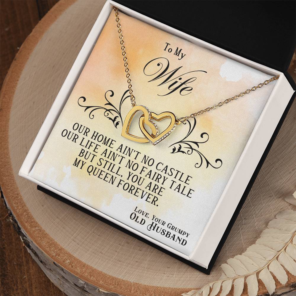 Christian Gifts 305-My Queen To My Wife Interlocking Hearts Necklace 