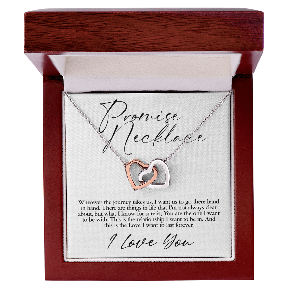 Best Gifts 305-Promise Necklace for Her with Interlocking Hearts and CZ Crystals