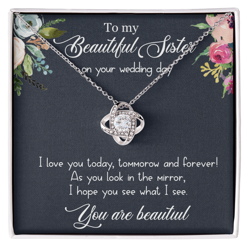 Best Gifts 305-Sister Wedding Day Love Knot Necklace Gift