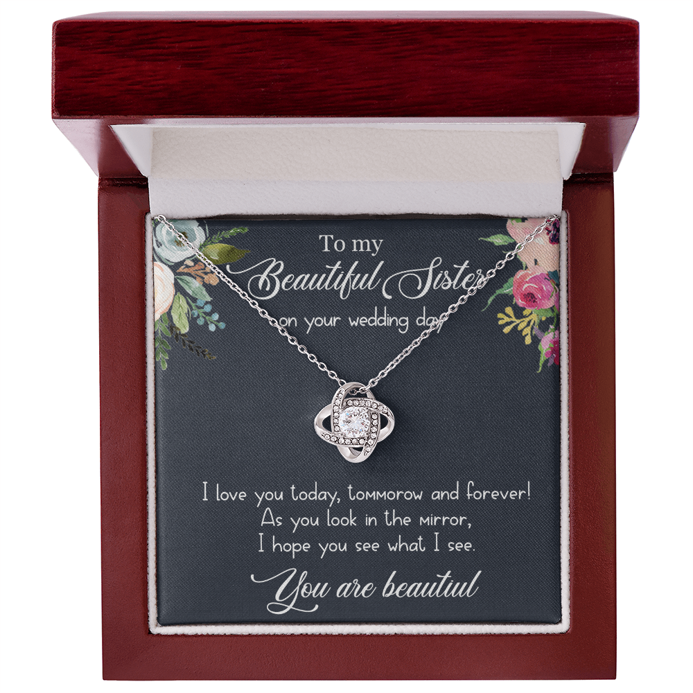 Best Gifts 305-Sister Wedding Day Love Knot Necklace Gift