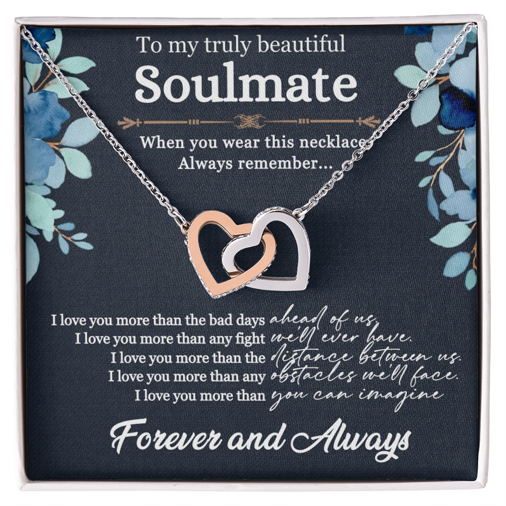 Best Gifts 305-Soulmate Interlocking Hearts Necklace Romantic Gift for Her