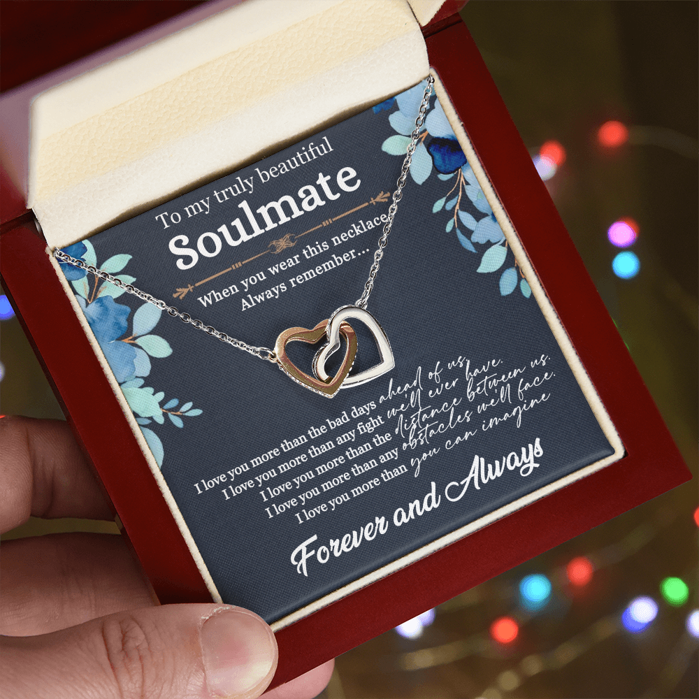 Best Gifts 305-Soulmate Interlocking Hearts Necklace Romantic Gift for Her