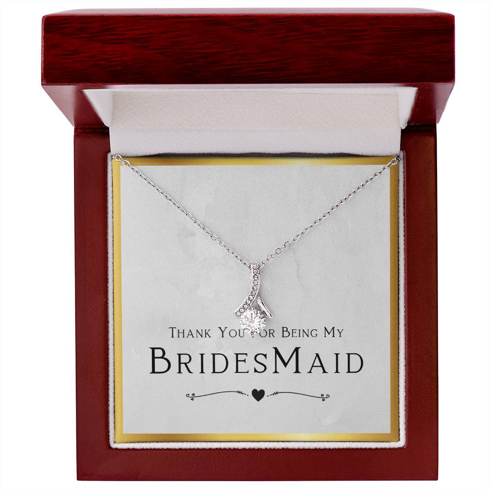 Best Gifts 305-Thank You Bridesmaid Necklace Gift – Elegant Ribbon CZ