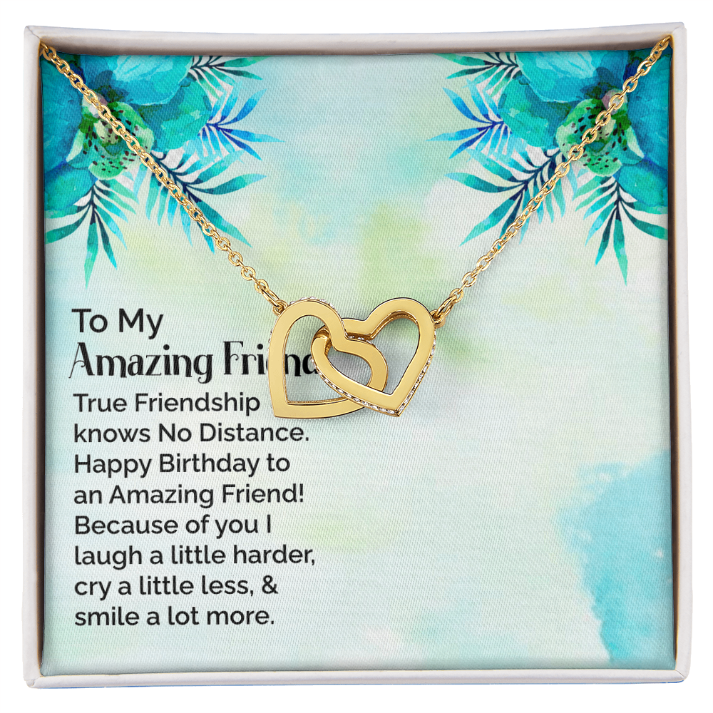 Best Gifts 305-To My Amazing Friend Interlocking Hearts Necklace with CZ Crystals