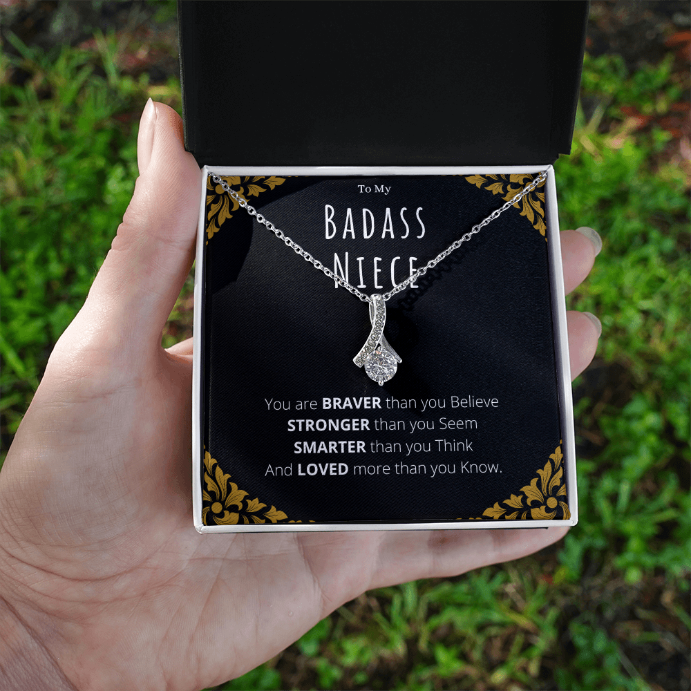 Best Gifts 305-To My Badass Niece Necklace with Inspirational Quote from Aunt or Uncle