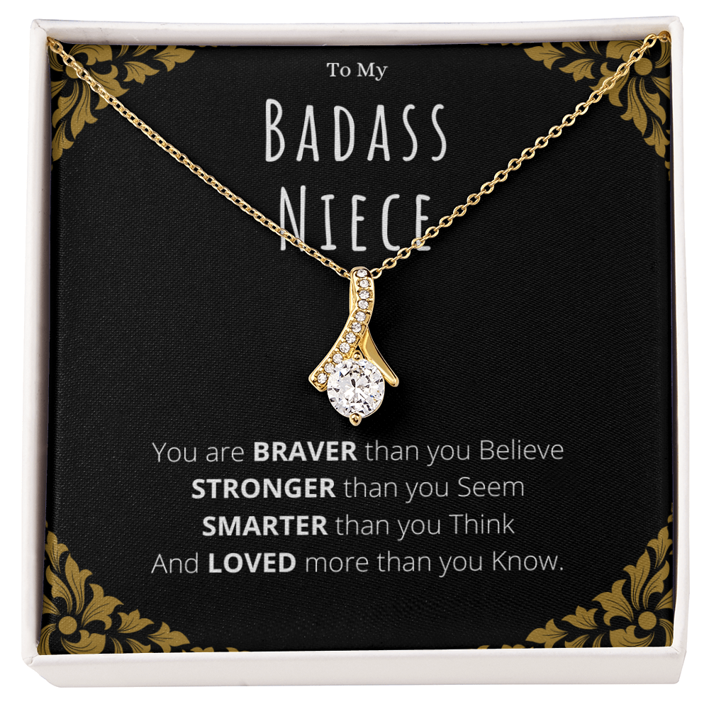 Best Gifts 305-To My Badass Niece Necklace with Inspirational Quote from Aunt or Uncle