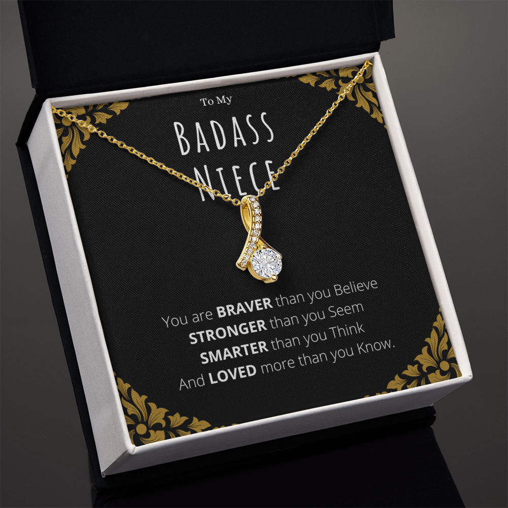 Best Gifts 305-To My Badass Niece Necklace with Inspirational Quote from Aunt or Uncle