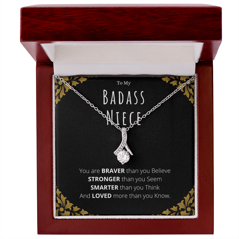 Best Gifts 305-To My Badass Niece Necklace with Inspirational Quote from Aunt or Uncle