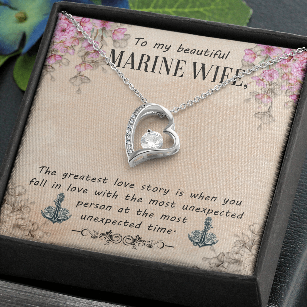 Best Gifts 305-To My Beautiful Marine Wife Forever Love Necklace with CZ Crystal